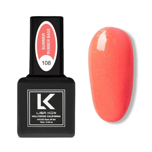 Summer Neon Rubber Base Gel 108 – Shimmer Coral