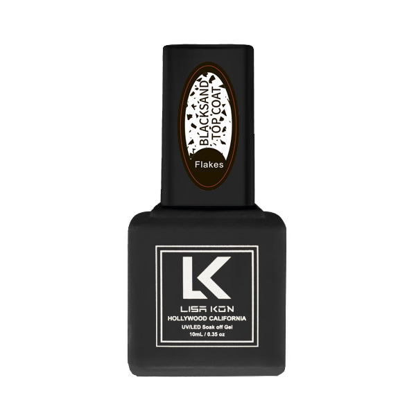 LisaKon Black Sand Top Coat #2 – Black Flakes Eggshell Top
