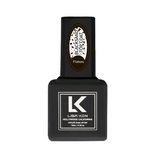 LisaKon Black Sand Top Coat #2 – Black Flakes Eggshell Top