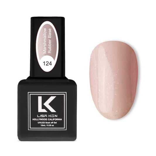 Marshmallow Rubber Base Coat 124 – Strawberry Milk Shimmer(Thick consistence)