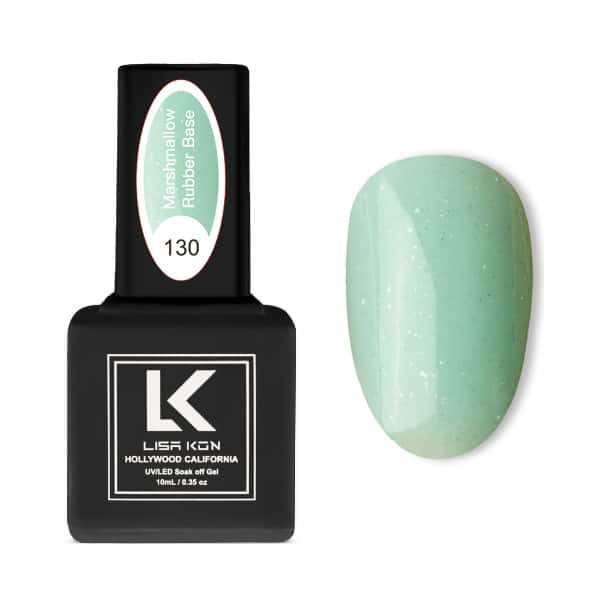 Marshmallow Rubber Base Coat 130 – Mint Green Shimmer(Thick consistence)