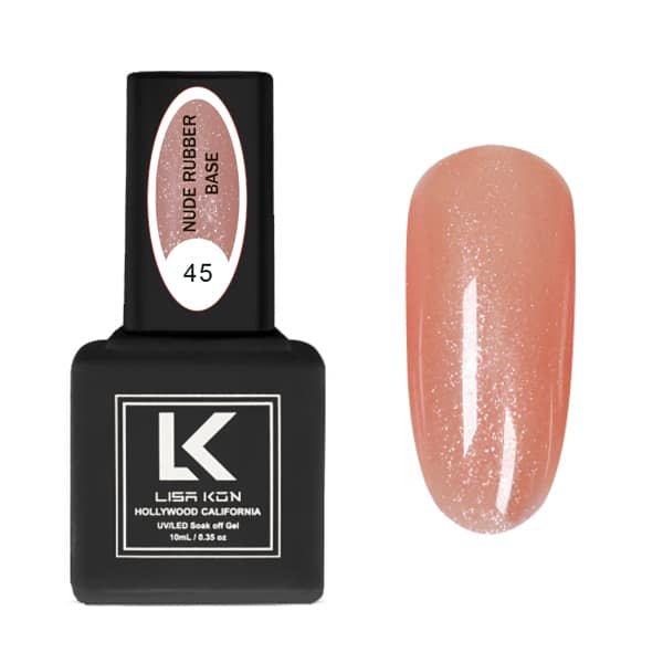 Nude Rubber Base Coat 45 – Peach Shimmer (Thick consistence)